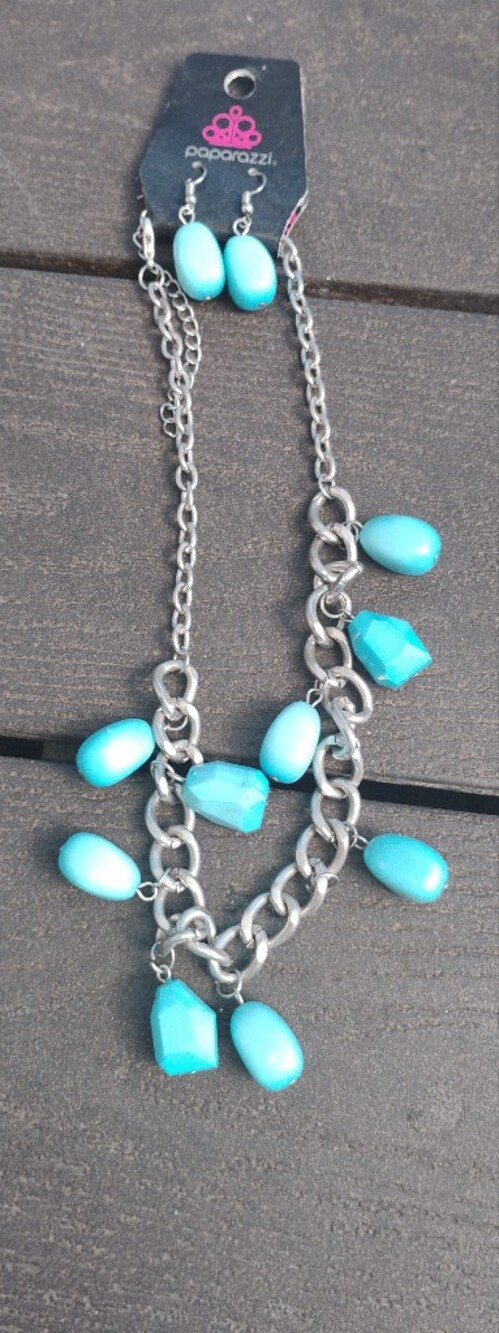 paparazzi Turquoise Bead Charm Chain Necklace